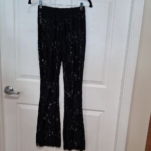 Black Lace Flared Pants